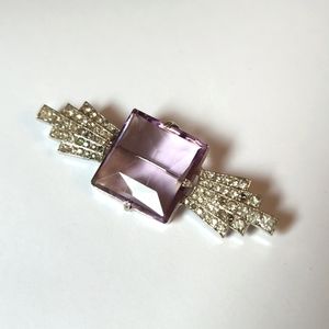 Art Deco brooch with rhinestones and what I believe is amethyst colored glass.